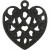 Heart, size 13x14 mm, hole size 1 mm, 4 pcs, black [HOB-60586]