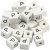 Letter Bead, size 8x8 mm, hole size 3 mm, 25 pcs, white, wood, grass wood [HOB-68966]