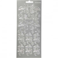 Stickers, sheet 10x23 cm, 1 sheet, silver [HOB-170014]