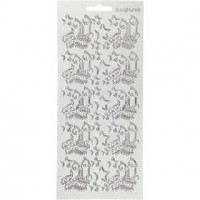Stickers, sheet 10x23 cm, 1 sheet, silver [HOB-170016]