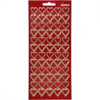 Stickers, sheet 10x23 cm, 1 sheet, gold, red glitter [HOB-170019]