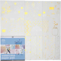 Watercolor Paper Pad with Printed Designs, size 30.5x30.5 cm, 12 sheets, white [HOB-22109]