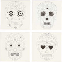 Stretched Canvas With Print, size 20x20 cm, depth 1.5 cm, 4 pcs, white [HOB-22779]