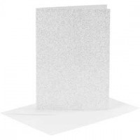 Cards and Envelopes, card size 10.5x15 cm, envelope size 11.5x16.5 cm, 4 sets, silver [HOB-23024]