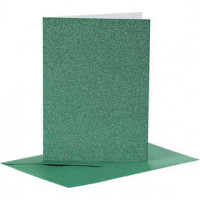 Cards and Envelopes, card size 10.5x15 cm, envelope size 11.5x16.5 cm, 4 sets, green [HOB-23026]