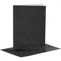Cards and Envelopes, card size 10.5x15 cm, envelope size 11.5x16.5 cm, 4 sets, black [HOB-23027]