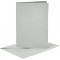 Cards and Envelopes, card size 10.5x15 cm, envelope size 11.5x16.5 cm, 4 sets, silver [HOB-23031]