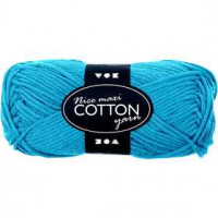 Cotton Yarn, L: 80-85 m, maxi, 50 g, turquoise [HOB-421316]