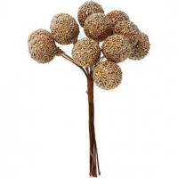 Artificial berries, D: 15 mm, 12 pcs, gold [HOB-504412]