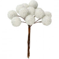 Artificial berries, D: 15 mm, 12 pcs, white [HOB-504413]