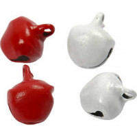 Bells, D: 8 mm, 50 pcs, red/white [HOB-510280]