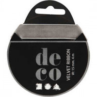 Velvet Ribbon, W: 15 mm, 4 m, light grey [HOB-51315]