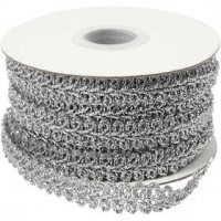 Braided Cord Trim, W: 10 mm, 10 m, silver [HOB-51324]