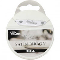 Satin Ribbon, W: 10 mm, 8 m, white [HOB-513501]