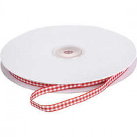 Checked Ribbon, W: 6 mm, 5 m, red/white [HOB-513850]