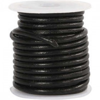 Leather Cord, thickness 3 mm, 5 m, black [HOB-51565]