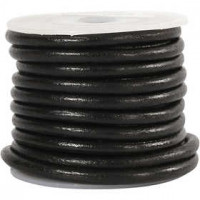 Leather Cord, thickness 4 mm, 5 m, black [HOB-51566]