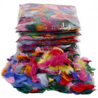Feathers, size 7-8 cm, 500 g, asstd colours [HOB-51660]