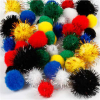 Pompoms, D: 15+20 mm, 48 mixed, asstd. colours [HOB-51885]