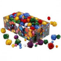 Pompoms, D: 15-40 mm, approx. 400 pc, 400 g, glitter colours [HOB-51892]