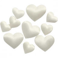 Satin Hearts, size 10+20 mm, thickness 1-2 mm, 70 pcs, off-white [HOB-521111]
