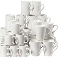 Porcelain Mug Assortment, H: 7-10 cm, 48 pcs, white [HOB-55601]