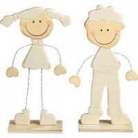 Boy and Girl, H: 18 cm, 1 pair, poly wood [HOB-566000]