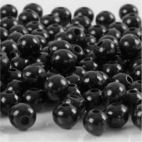 Wooden Beads, D: 8 mm, hole size 2 mm, 15 g, black [HOB-570495]