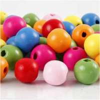 Wooden Beads Mix, D: 12 mm, hole size 2.5-3 mm, 500 g, asstd colours [HOB-57124]