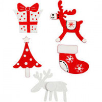 Wooden Stickers, size 25-30 mm, 10 pcs [HOB-580390]