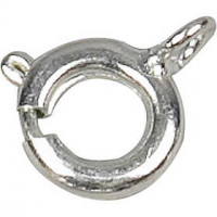 Spring Ring Clasps, 7 mm, 100 pcs, silver-plated [HOB-600301]