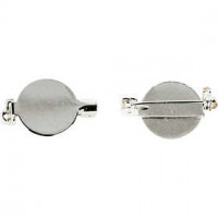 Brooch Backs, D: 20 mm, 5 pcs, silver-plated [HOB-600770]