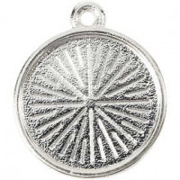 Cabocon charm, D: 16 mm, hole size 14 mm, 4 pcs, metal [HOB-601090]