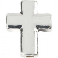 Cross, size 13x17 mm, hole size 2 mm, 3 pcs, silver-plated [HOB-60113]