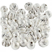 Glitter Bead Mix, size 8-10 mm, hole size 1.2 mm, 50 mixed, silver-plated [HOB-60162]