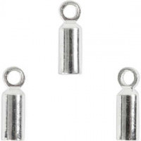 End Caps, D: 2 mm, L: 8 mm, 10 pcs, silver-plated [HOB-604910]
