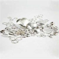 Exclusive beads and pendants, size 1849 g, 32 bags, brushed silver [HOB-61521]