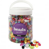 Plastic Beads, size 6-20 mm, hole size 1.5-6 mm, 700 ml [HOB-618050]