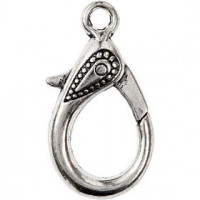 Lobster Claw Clasps, L: 30 mm, hole size 3 mm, 4 pcs, antique silver [HOB-63252]