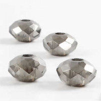 Glass Charm Beads, size 9x14 mm, hole size 4 mm, 4 pcs, dark grey [HOB-68945]