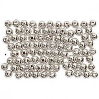 Wax Beads, D: 4 mm, hole size 0.7 mm, 150 pcs, silver [HOB-698341]
