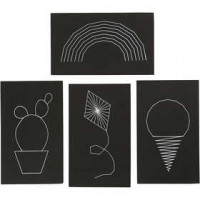 String Art, size 20x12 cm, thickness 10 mm, 16 pcs, black [HOB-76898]