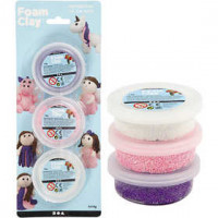 Foam Clay®, 3x14 g, white, purple, pink [HOB-78136]
