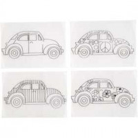 Shrink Plastic Sheets with motives, sheet 10.5x14.5 cm, 4 sheets, matt transparent [HOB-79074]