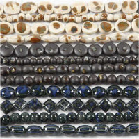 Pottery Beads, hole size 2+3 mm, 164 pcs, asstd colours [HOB-97097]