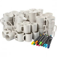 Porcelain 48 Mugs, 48 pcs, 1 set, additional colours, white, standard colours [HOB-99512]