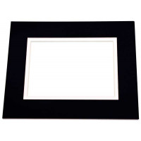 Double Mat. Jet Black/Super White Conservation 19.25 x 23.27cm Inner Cut 27.9 x 35.6cm (25 Pieces) [MD30068]