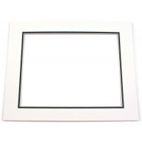 Mount Board Double thick Ivory/dark Green 30.5x40.6cm with 19.4x29.5cm Window (10 pieces) [MD20105]