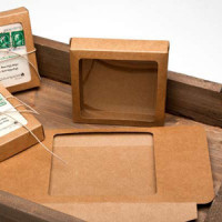Kraft Gift Boxes 10.5x2.2x10.5cm Window Cut out (25 pieces) [WKR245]