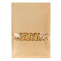 Kraft Bags Compostable 12.7x17.8cm with Window and Sealable (100 pieces) [KHS57W]